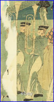 Utagawa Sadahide (1807-1879) Original Woodblock prints / Yokohama Port on Sunday