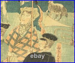Utagawa Sadahide (1807-1879) Original Woodblock prints / Yokohama Port on Sunday