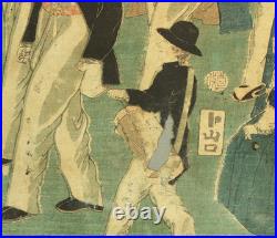 Utagawa Sadahide (1807-1879) Original Woodblock prints / Yokohama Port on Sunday