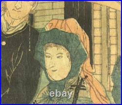 Utagawa Sadahide (1807-1879) Original Woodblock prints / Yokohama Port on Sunday