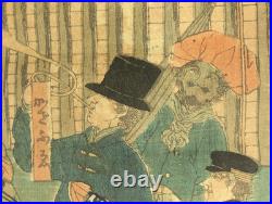 Utagawa Sadahide (1807-1879) Original Woodblock prints / Yokohama Port on Sunday