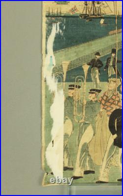 Utagawa Sadahide (1807-1879) Original Woodblock prints / Yokohama Port on Sunday