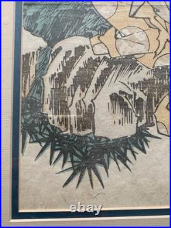 Utagawa Toyokuni I Antique 1818 Japanese Woodblock Actor Ichikawa Danjuro Framed