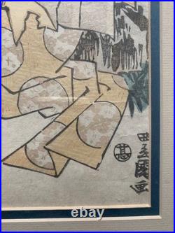 Utagawa Toyokuni I Antique 1818 Japanese Woodblock Actor Ichikawa Danjuro Framed