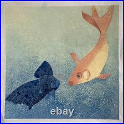 VTG 1930s Japanese Inspired Original Woodblock prints Fish Ocean Reefs 8x8