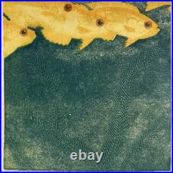 VTG 1930s Japanese Inspired Original Woodblock prints Fish Ocean Reefs 8x8