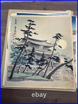 VTG Japanese Woodblock Prints Tomikichiro Tokuriki Temple Kyoto Japan 11.5x10