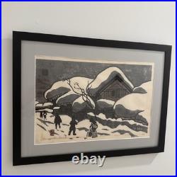 VTG Mid Century Kiyoshi Saito Winter in Aizu Japanese Woodblock Pencil Signed