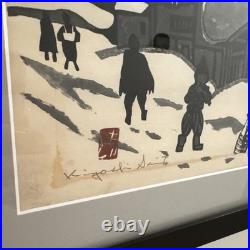 VTG Mid Century Kiyoshi Saito Winter in Aizu Japanese Woodblock Pencil Signed