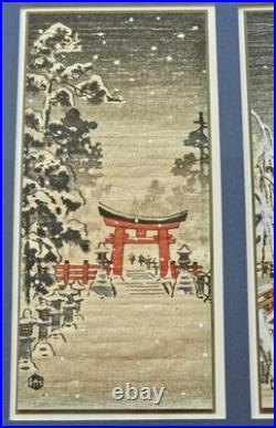 VTG Triptych Japanese Woodblock Prints Benji Asada Paintings Rice Paper FRAMED
