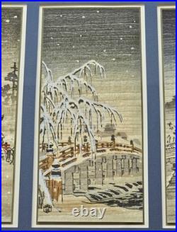 VTG Triptych Japanese Woodblock Prints Benji Asada Paintings Rice Paper FRAMED