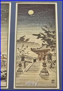 VTG Triptych Japanese Woodblock Prints Benji Asada Paintings Rice Paper FRAMED