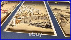 VTG Triptych Japanese Woodblock Prints Benji Asada Paintings Rice Paper FRAMED
