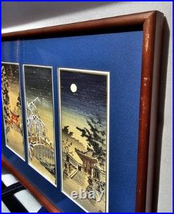 VTG Triptych Japanese Woodblock Prints Benji Asada Paintings Rice Paper FRAMED