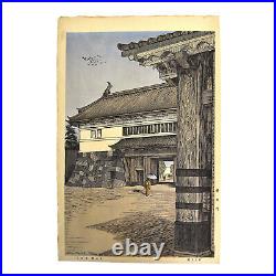 Vintage 1936 Japanese Woodblock Print Noel Nouet Sakuradamon Gate Tokyo