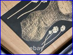 Vintage 50's Kaoru Kawano Tanpopo Japanese Woodblock Print Girl & Flowers Signed