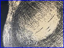 Vintage 50's Kaoru Kawano Tanpopo Japanese Woodblock Print Girl & Flowers Signed