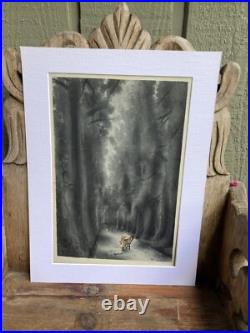 Vintage Eiichi Kotozuka Japanese Woodblock Avenue of Cedar Trees by Uchida 1950s