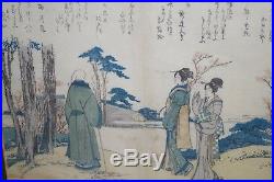 Vintage Japanese Colored woodblock print by HOKUSAI Framed Original