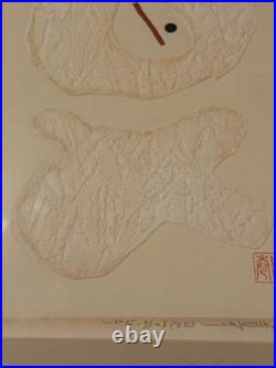 Vintage Japanese Embossed Woodblock Print by Haku Maki  Work 73-3 (OK)