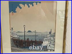 Vintage Japanese Tokuriki Tomikichiro Woodblock Print Hamaotsu Evening View