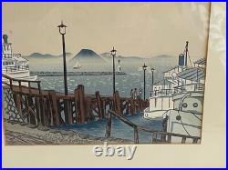 Vintage Japanese Tokuriki Tomikichiro Woodblock Print Hamaotsu Evening View