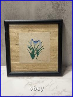 Vintage Japanese Woodblock Floral Print, Signed & Dated 1955, Framed