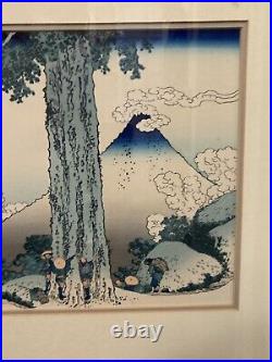 Vintage Japanese Woodblock Katsushika Hokusai -Mishima Pass in Kai Province 70's