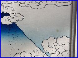 Vintage Japanese Woodblock Katsushika Hokusai -Mishima Pass in Kai Province 70's