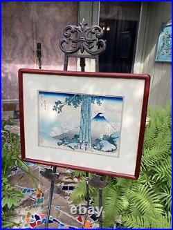 Vintage Japanese Woodblock Katsushika Hokusai -Mishima Pass in Kai Province 70's