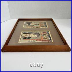 Vintage Japanese Woodblock Original Print 1830-1860 Edo-Meiji Era Wooden Frame