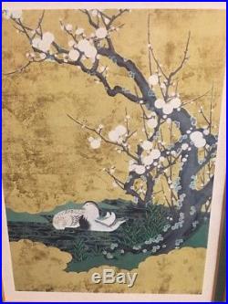 Vintage Japanese Woodblock Print (Cherry Blossoms And Pair Of Ducks) 6x4