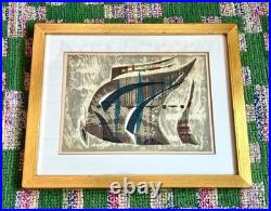 Vintage Japanese Woodblock Print Hagiwara Hideo Art Tropical Fish MCM Ukiyo-e