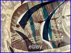 Vintage Japanese Woodblock Print Hagiwara Hideo Art Tropical Fish MCM Ukiyo-e