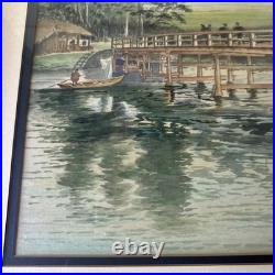 Vintage Japanese Woodblock Print Mt. Fuji by Harumura Framed 22x16