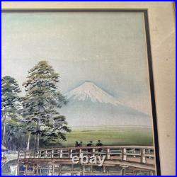 Vintage Japanese Woodblock Print Mt. Fuji by Harumura Framed 22x16