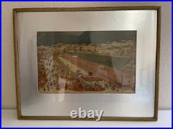 Vintage Japanese Woodblock Print Utagawa Toyoharu Sanjusangendo Kyoto RecutBlock