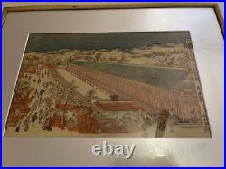 Vintage Japanese Woodblock Print Utagawa Toyoharu Sanjusangendo Kyoto RecutBlock