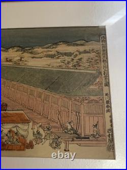 Vintage Japanese Woodblock Print Utagawa Toyoharu Sanjusangendo Kyoto RecutBlock