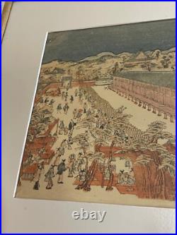 Vintage Japanese Woodblock Print Utagawa Toyoharu Sanjusangendo Kyoto RecutBlock