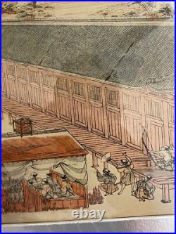 Vintage Japanese Woodblock Print Utagawa Toyoharu Sanjusangendo Kyoto RecutBlock