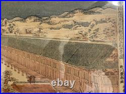 Vintage Japanese Woodblock Print Utagawa Toyoharu Sanjusangendo Kyoto RecutBlock