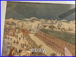 Vintage Japanese Woodblock Print Utagawa Toyoharu Sanjusangendo Kyoto RecutBlock