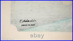 Vintage Japanese Woodblock Print by Utagawa Hiroshige Driving Rain at Shono 53