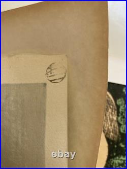 Vintage Kaoru Kawano Japanese Woodblock Print MCM Girl In Forest Original