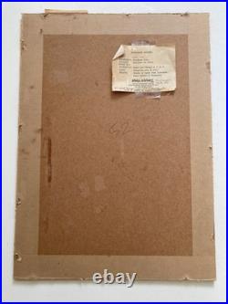 Vintage Kaoru Kawano Japanese Woodblock Print MCM Girl In Forest Original