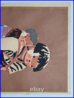 Vintage Lot 3 Japanese Kiyoshi Saito (1907-1992) Woodblock Print Children Signed