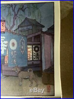 Vintage Matted Japanese Woodblock Print Signed Yoshida Toshi Supper Waggon