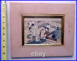 Vintage SIGNED JAPANESE ART Print Woodblock WOMEN in Bath House