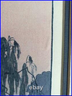 Vintage Signed Toshi Yoshida Japanese Woodblock Print PAGODA IN KYOTO Framed